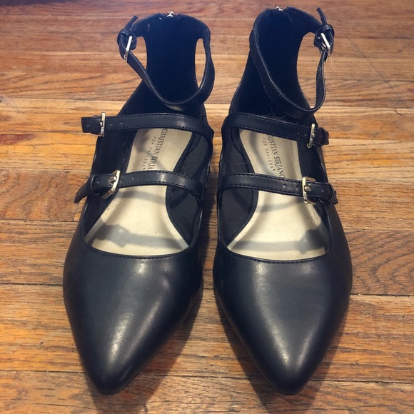 Christian Siriano Shoes - Black Strappy Flats with Buckles